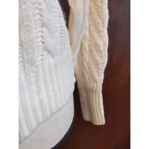 Studio 19 Womens Sweater Cable Knit Top Small Cream Ivory Mock neck Ruffle NEW - Picture 2 of 8